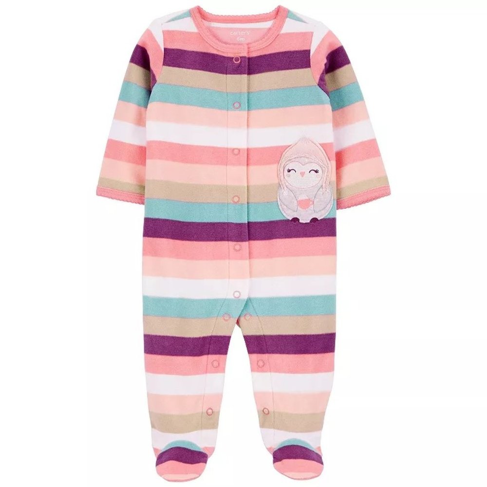 Baby Girl Carter's Owl Fleece Snap-Up Sleep & Play